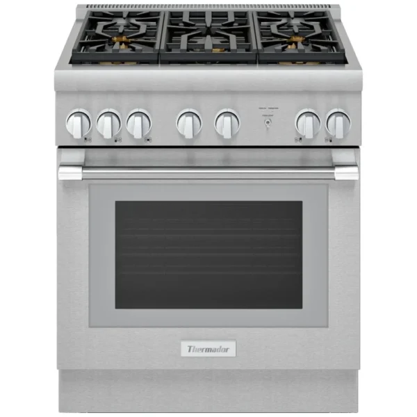 Thermador PRG305WH Gas Range, 30 inch Exterior Width, Convection, 5 Burners, 4.4 cu. ft. Capacity, 1 Ovens, Stainless Steel colour Telescopic Gliding Extension Rack