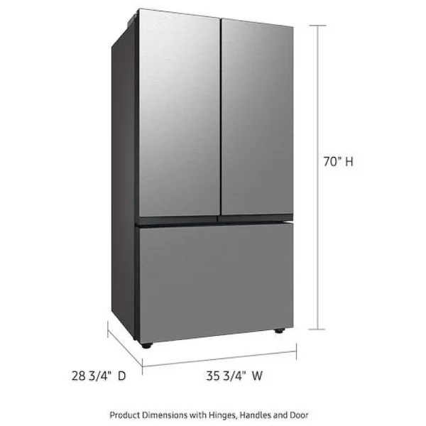 Samsung Bespoke RF24BB6200QLAA French Door Refrigerator, 36 inch Width, ENERGY STAR Certified, Counter Depth, 23.9 cu. ft. Capacity, Stainless Steel colour Twin Cooling PlusTM, Dual Ice Maker with Ice BitesTM, Autofill water pitcher, built-in Wi-Fi - Image 4