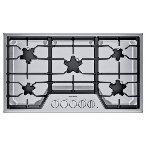 Thermador SGSX365TS Gas Cooktop, 36 inch Exterior Width, 5 Burners, Stainless Steel colour