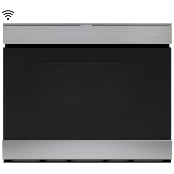 Sharp SMD2499FSC Microwave Drawer, 1.4 cu. ft. Capacity, 1500W Watts, Convection, 24 inch Exterior Width, Stainless Steel, Black Glass colour Easy Wave Open Feature