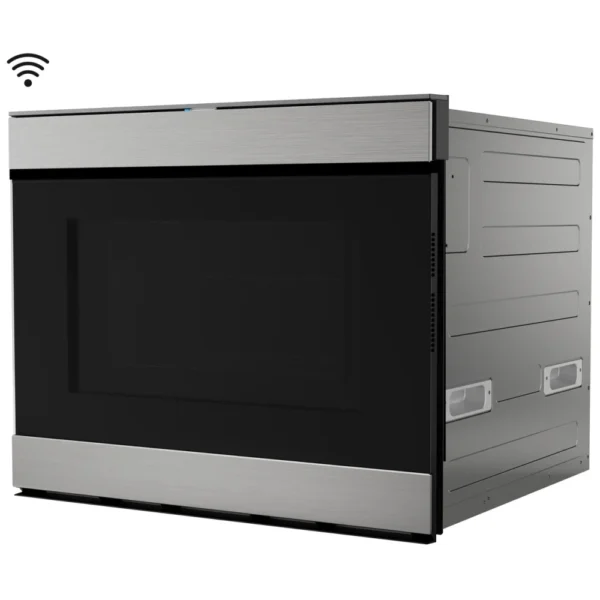 Sharp SMD2499FSC Microwave Drawer, 1.4 cu. ft. Capacity, 1500W Watts, Convection, 24 inch Exterior Width, Stainless Steel, Black Glass colour Easy Wave Open Feature - Image 2