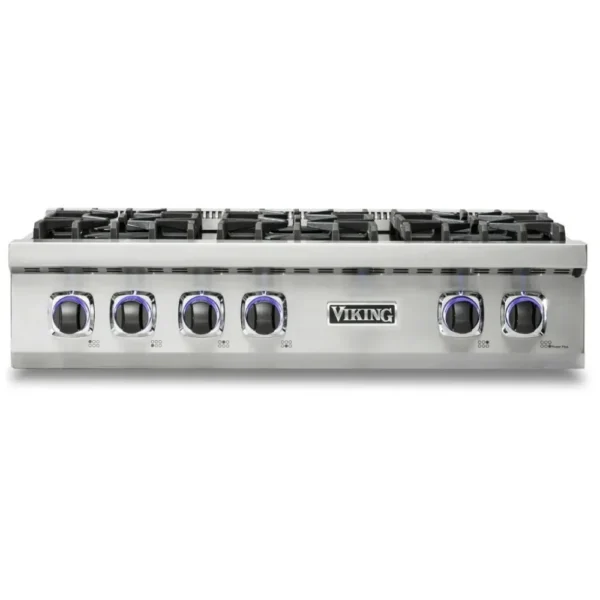 Viking VRT7366BSS Gas Rangetop, 36 inch Exterior Width, 6 Burners, Stainless Steel colour