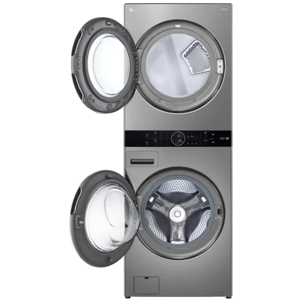 LG WKEX200HVA 27 inch Width Washer & Dryer Set, Washtower, Graphite Steel colour Washer: 8 Wash Cycles, 1300 RPM Spin Speed, Steam Clean, Wifi Enabled, 5.2 cu. ft. Capacity Dryer: 7.4 cu. ft. Capacity, Electric - Image 6