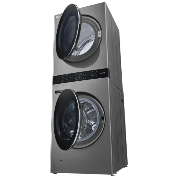 LG WKEX200HVA 27 inch Width Washer & Dryer Set, Washtower, Graphite Steel colour Washer: 8 Wash Cycles, 1300 RPM Spin Speed, Steam Clean, Wifi Enabled, 5.2 cu. ft. Capacity Dryer: 7.4 cu. ft. Capacity, Electric - Image 5