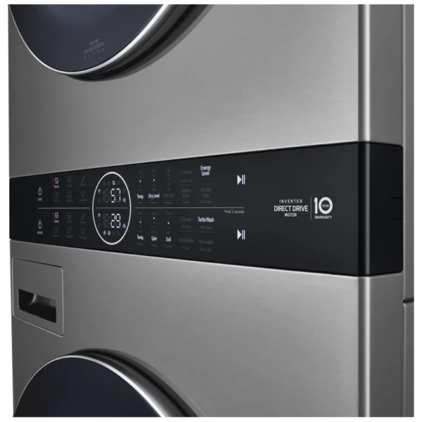 LG WKEX200HVA 27 inch Width Washer & Dryer Set, Washtower, Graphite Steel colour Washer: 8 Wash Cycles, 1300 RPM Spin Speed, Steam Clean, Wifi Enabled, 5.2 cu. ft. Capacity Dryer: 7.4 cu. ft. Capacity, Electric - Image 8