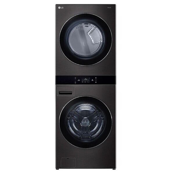 LG WKEX300HBA 27 inch Width Washer & Dryer Set, AI DD 2.0, WashTower, TurboWash 360, Black Stainless Steel colour Washer: 12 Wash Cycles, 5 Temperature Settings, 1300 RPM Spin Speed, Steam Clean, Wifi Enabled Dryer: Electric - Image 3