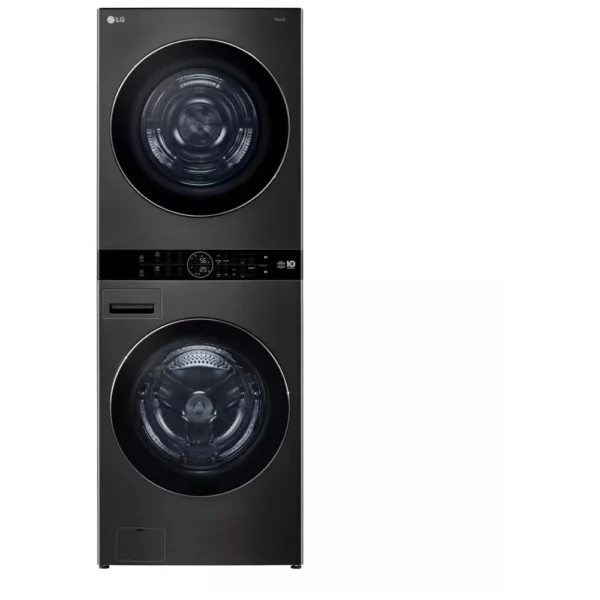 LG WKHC252HBA 27 inch Width Washer & Dryer Set, AI DD, TurboWash 360, Washtower, Black Stainless Steel colour Washer: 6 Wash Cycles, Wifi Enabled, 5.8 cu. ft. Capacity Dryer: 7.8 cu. ft. Capacity, Electric