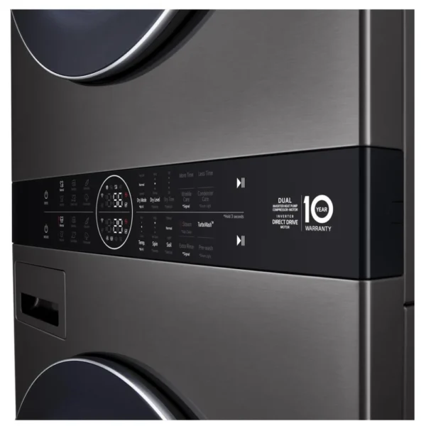 LG WKHC252HBA 27 inch Width Washer & Dryer Set, AI DD, TurboWash 360, Washtower, Black Stainless Steel colour Washer: 6 Wash Cycles, Wifi Enabled, 5.8 cu. ft. Capacity Dryer: 7.8 cu. ft. Capacity, Electric - Image 7