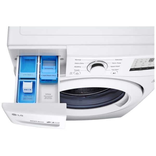 LG WM3400CW Front Load Washer, 27 inch Width, ENERGY STAR Certified, 5.2 cu. ft. Capacity, 8 Wash Cycles, 5 Temperature Settings, Stackable, 1300 RPM Washer Spin Speed, White colour - Image 4