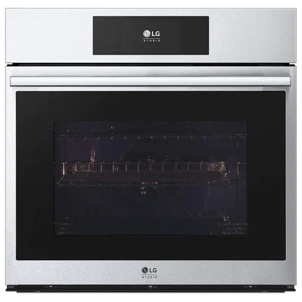 LG Studio WSES4728F Single Wall Oven, 30 inch Exterior Width, Convection, 4.7 cu. ft. Capacity, Stainless Steel colour InstaView Window, Telescopic Gliding Extension Rack, Soft Close Door, True European Convection, Steam Sous Vide, Air Fry