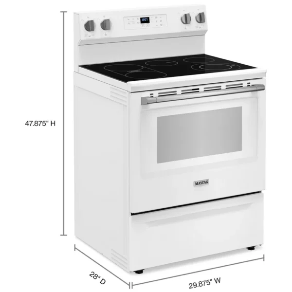 Maytag YMFES6030RW Electric Range, 30 inch Exterior Width, Self Clean, Convection, 5 Burners, 5.3 cu. ft. Capacity, Storage Drawer, Air Fry, White colour - Image 6