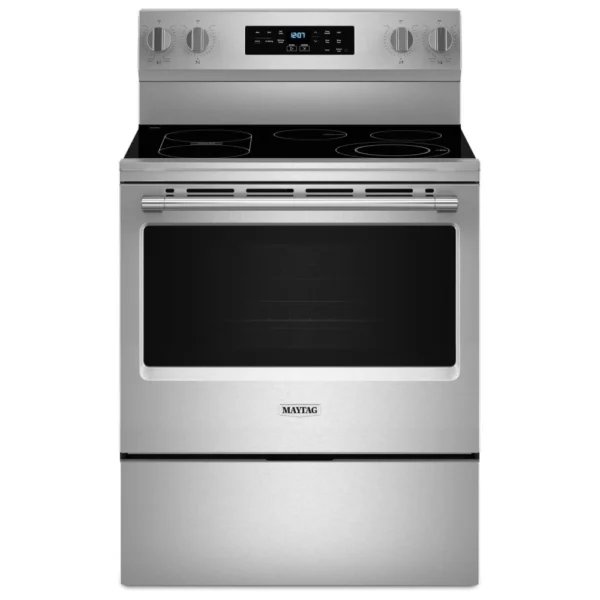 Maytag YMFES6030RZ Electric Range, 30 inch Exterior Width, Self Clean, Convection, 5 Burners, 5.3 cu. ft. Capacity, Storage Drawer, Air Fry, Stainless Steel colour