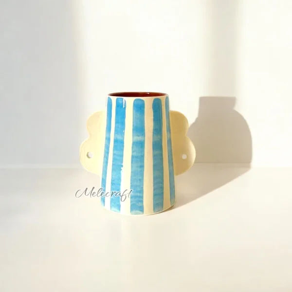 Striped Ceramic Mugs with Cloud Handles - Image 5