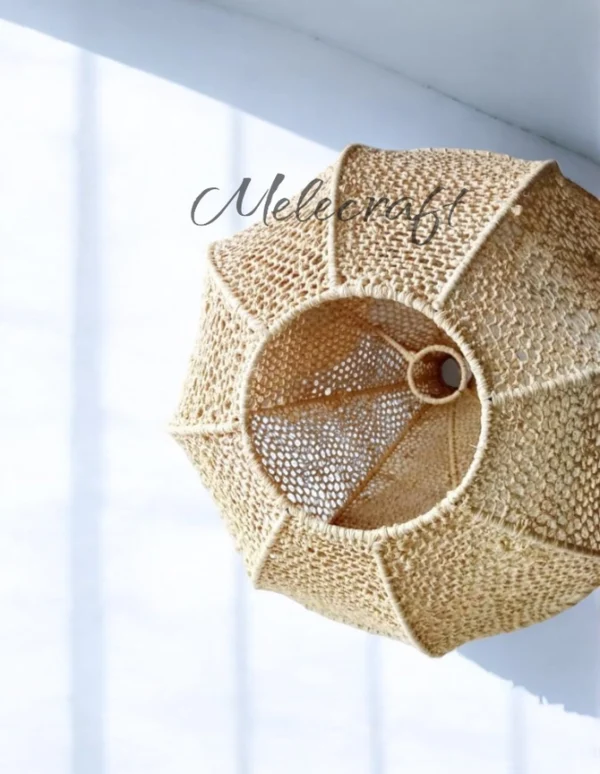 Moroccan Raffia Pendant Light – Boho Rattan Chandelier - Image 2