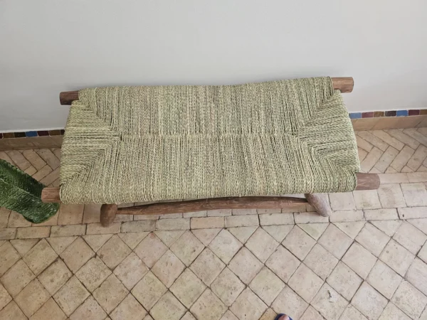 Moroccan Beige Cord Woven Bench