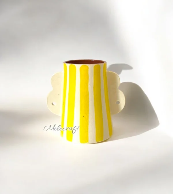 Striped Ceramic Mugs with Cloud Handles - Image 4