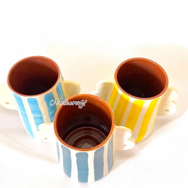 Striped Ceramic Mugs with Cloud Handles - Image 6