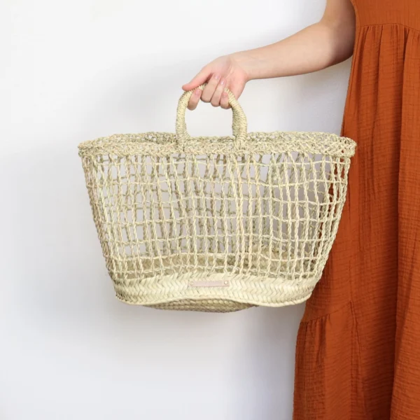 French Basket, Straw Tote Bag, Grocery Bag, Woven Bag