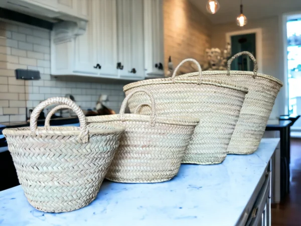 French Basket, Straw Tote Bag, Grocery Bag, Woven Bag