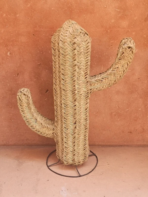 Handcrafted Moroccan Straw Cactus For Decorative Accent - Image 4