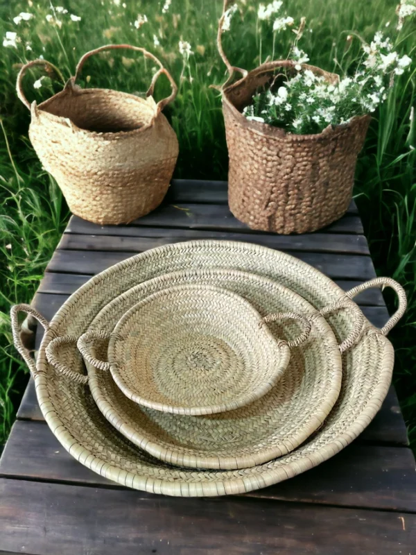 Moroccan Straw Woven Plate - Image 3