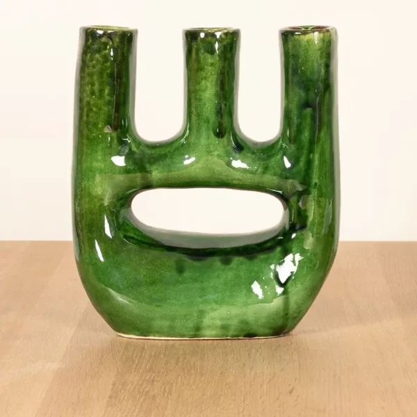 Handcrafted Moroccan Tamegroute Green Pottery Vase