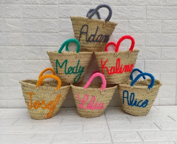 French Basket, Straw Tote Bag, Grocery Bag, Woven Bag - Image 4