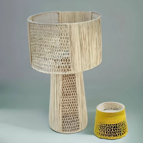 Handcrafted Moroccan Raffia Lamp with Natural Woven Lampshad - Image 3