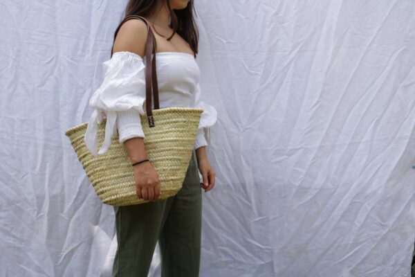 Straw Tote Bag, Strap Reusable Grocery Bag, Woven Bag - Image 3