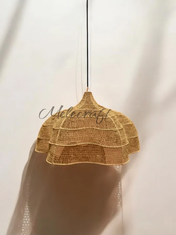 Handmade Wave Rattan Chandelier - Image 3