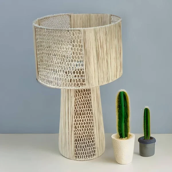 Handcrafted Moroccan Raffia Lamp with Natural Woven Lampshad - Image 8