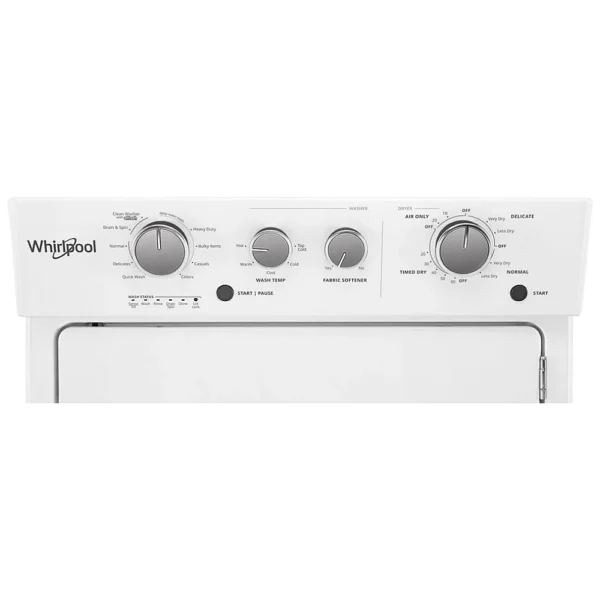 Whirlpool WGT4027HW 27 1/4 inch Width Washer & Dryer Set, Contains Agitator, White colour - Image 3