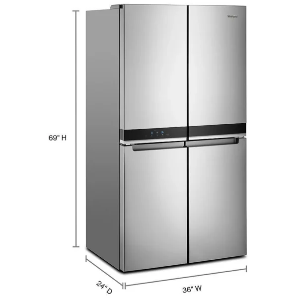 Whirlpool WRQA59CNKZ French Door Refrigerator, 36 inch Width, ENERGY STAR Certified, Counter Depth, 19.4 cu. ft. Capacity, Metallic Steel colour - Image 3