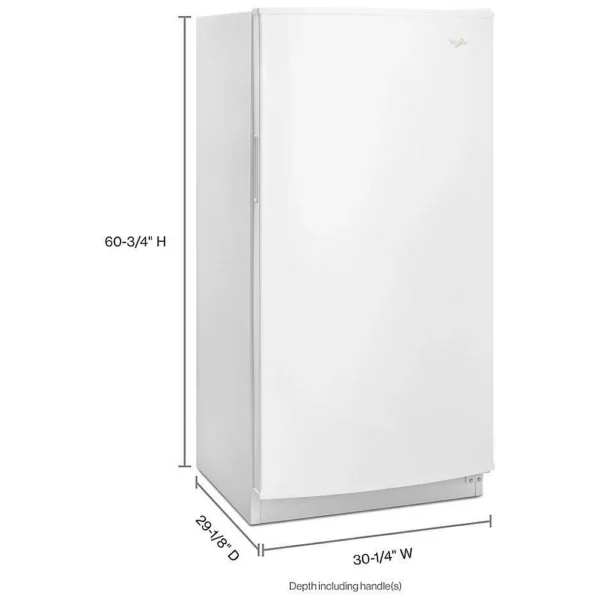 Whirlpool WZF34X16DW Upright Freezer, 30 inch Width, 16.0 cu. ft. Capacity, Frost Free, Reversible Door, Interior Light (Freezer), White colour Upright Freezer - Image 2