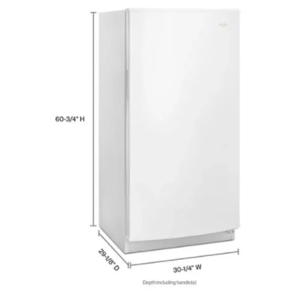 Whirlpool WZF34X16DW Upright Freezer, 30 inch Width, 16.0 cu. ft. Capacity, Frost Free, Reversible Door, Interior Light (Freezer), White colour Upright Freezer - Image 7