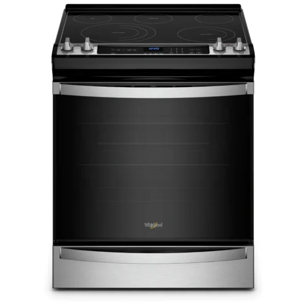 Whirlpool YWEE745H0LZ Electric Range, 30 inch Exterior Width, Self Clean, Convection, 5 Burners, 6.4 cu. ft. Capacity, Storage Drawer, Air Fry, 1 Ovens, Stainless Steel colour