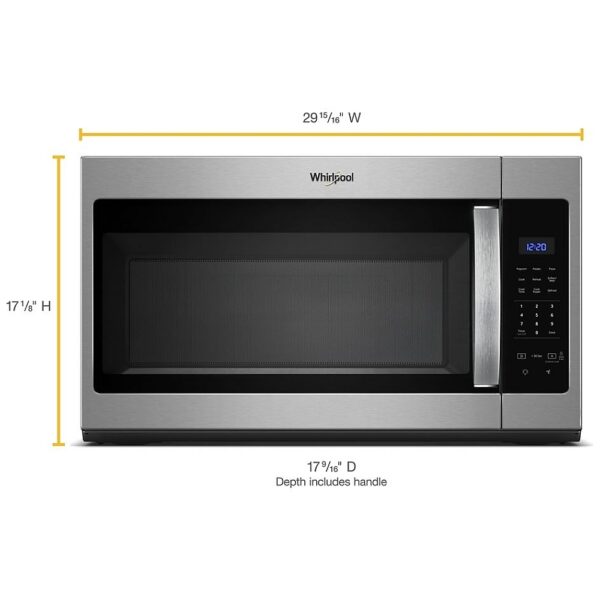 Whirlpool YWMMF5930PZ Over the Range Microwave, 1.1 cu. ft. Capacity, 300 CFM, LED, 30 inch Exterior Width, Stainless Steel colour flush mount - Image 6