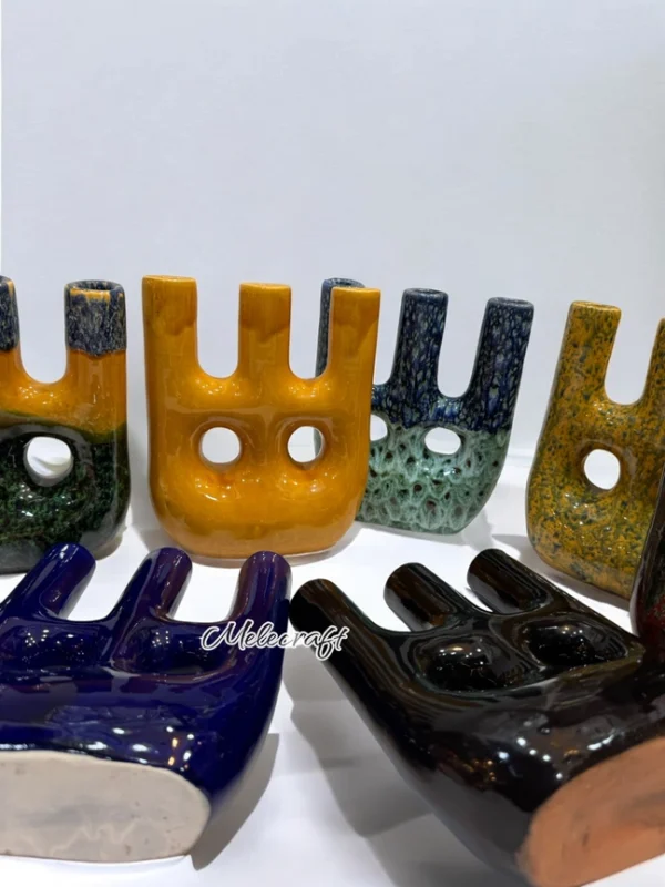 Handmade Ceramic Abstract Decor – Unique Triple-Post Design - Image 12