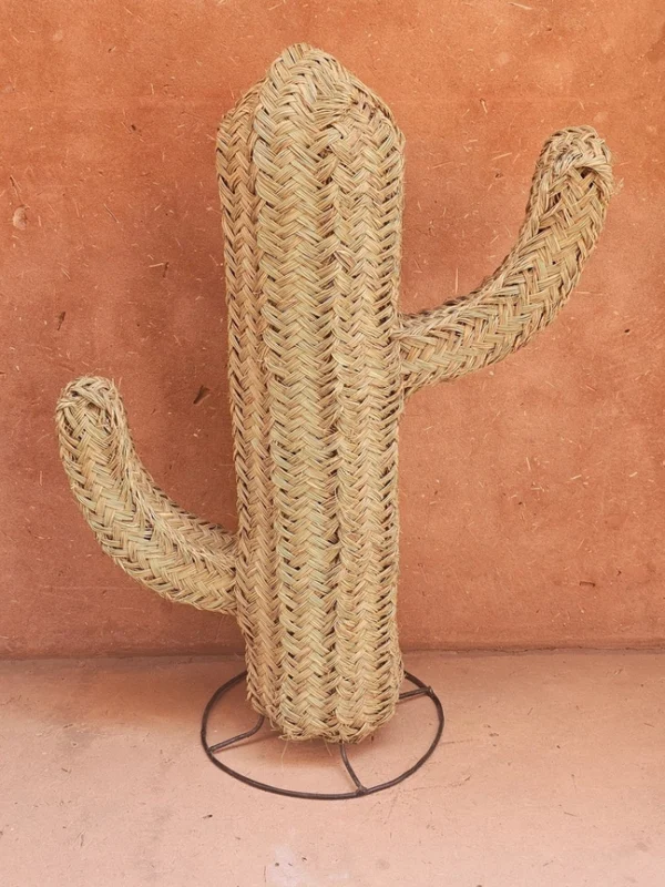 Handcrafted Moroccan Straw Cactus For Decorative Accent - Image 2