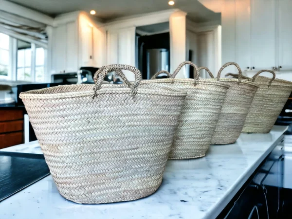 French Basket, Straw Tote Bag, Grocery Bag, Woven Bag - Image 3