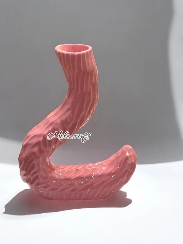 Handmade Pink Ceramic Vase, Dual Branch Design - Image 5