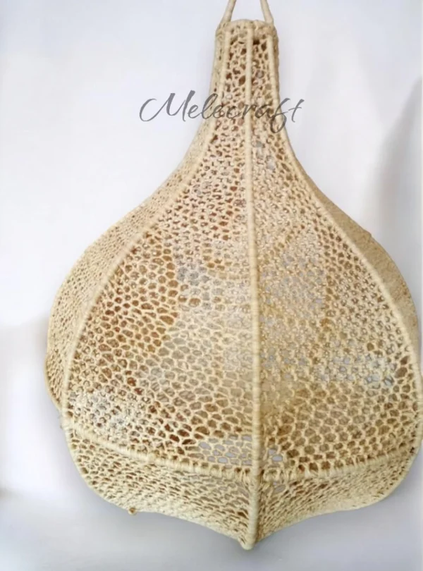 Moroccan Raffia Pendant Light – Boho Rattan Chandelier - Image 3