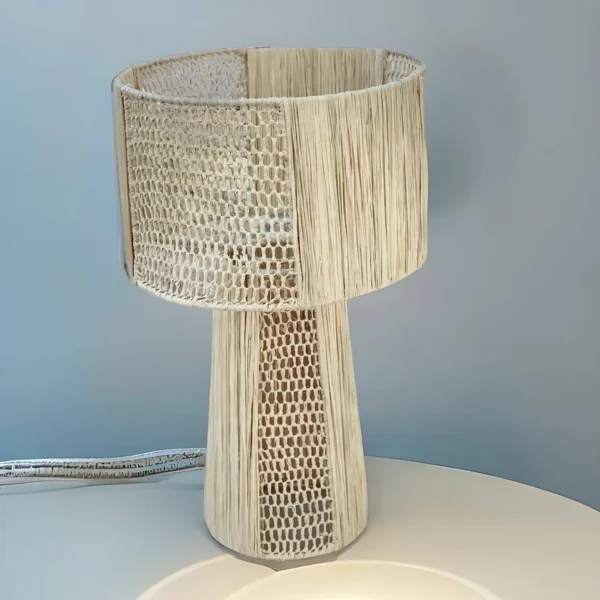 Handcrafted Moroccan Raffia Lamp with Natural Woven Lampshad - Image 2