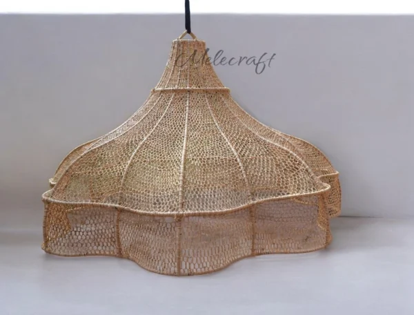 Handmade Wave Rattan Chandelier